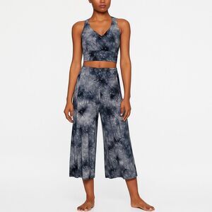 Final Touch Black Gray Tie Dye Cropped Top and Pants Two Piece Set M